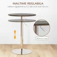 HOMCOM Masa reglabila pentru bar cu blat pivotant 360°, Nuc(m-4)