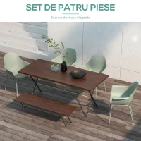 Outsunny Set 4 Scaune Gradina Stivuibile – Spatar inalt, Cotiera, Cadru Metal/PP(m-4)