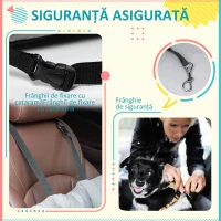 PawHut Scaun Auto pentru Caine Talie Mica – Husa Bumbac Detasabila & Curele de Siguranta(m-6)