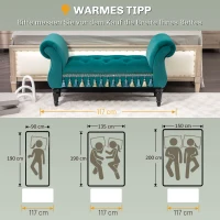 HOMCOM Gestoffeerde Bank, Zitbank, Vintage Ontwerp, tot 150 kg, 117x40x58 cm, Groen(m-7)