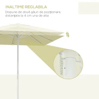 Outsunny Umbrela de soare pentru exterior, din aluminiu, Bej(m-5)