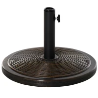 Outsunny Baza pentru Umbrela din Ciment si Plastic de 14kg, Postament pentru Umbrela de Gradina cu Efect Ratan, Bronz(m-10)