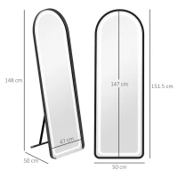HOMCOM Oglinda mare arcuita cu lumini LED, cu 3 culori de lumina(m-3)