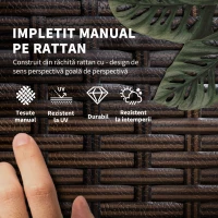 Outsunny Set cu 2 Sezlonguri Plaja si Masuta de Gradina din Ratan(m-4)