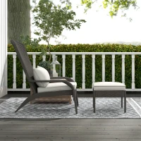 Outsunny Scaun Adirondack cu taburet din rachita pentru terasa, S(m-7)