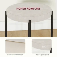 HOMCOM Keukenkrukken 4-delige Set, Stapelbaar, Fluwelen Look, Tot 120kg, Metalen Frame, 41,5 x 41,5 x 46 cm, Roomwit(m-5)