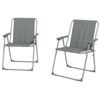 Outsunny Set de 2 scaune pliabile pentru terasa, camping, Gri(m-10)
