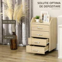 Vinsetto Fiset pentru Birou din Lemn cu 4 Sertare, Lemn Natur(m-4)