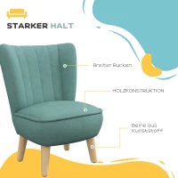 AIYAPLAY Fotelik Dla Dzieci, Wygląd Aksamitu, 3-7 Lat, do 45 kg, Drewniana Rama, 44x45x56,5cm, Jasnoniebieski(m-5)