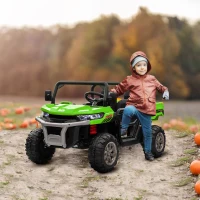 HOMCOM 12V 2 Seater Kids Electric Ride-On Car with Electric Bucket, Remote Control - Green(m-2)