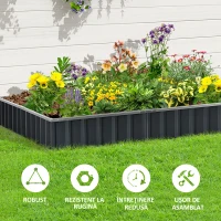 Outsunny Jardinieră Modulară Fără Fund, Jardinieră Ridicată din Oțel pentru Plante și Ierburi, 258x90x30 cm, Gri Închis(m-7)