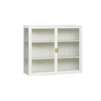 Badezimmer Wandschrank Glas 2 Türen Minimalistischer 70 cm Antikweiß