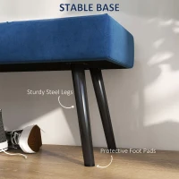HOMCOM End of Bed Bench with X-Shape Design and Steel Legs, Upholstered Hallway Bench for Bedroom, Blue(m-5)