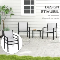 Outsunny Outsunnt Set de masa si scaune pentru gradina din 3 piese, Set bi(m-4)