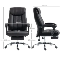 HOMCOM Scaun de Birou Rabatabil cu Suport pentru Picioare și Înălțime Reglabilă, 66x70x111-119 cm, Negru(m-3)