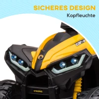 HOMCOM Elektro-Kinderquad, LED-Scheinwerfer, MP3-Player, Stoßdämpfer, ergonomischer Sitz, Gelb+Schwarz(m-7)