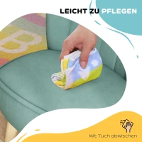 AIYAPLAY Fotelik Dla Dzieci, Wygląd Aksamitu, 3-7 Lat, do 45 kg, Drewniana Rama, 44x45x56,5cm, Jasnoniebieski(m-6)