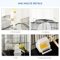 PawHut Colivie pentru Pasari, 2 Boluri si 2 Usi Laterale(m-7)