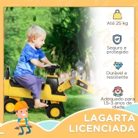 HOMCOM Escavadora com Licença Caterpillar Carro Andador Escavadora para Crianças com Pá Dianteira e Buzina 78x29,5x54 cm Amarelo(m-4)