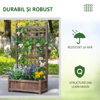 Outsunny Jardiniera Lemn Exterior 90×45×180 cm – Suport & Grilaj pentru Plante Catatoare(m-6)