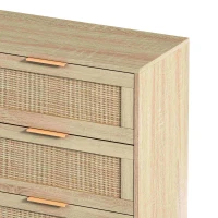 Commode de Rangement en Rotin avec 6 Tiroirs, Meuble de Rangement en Panneaux de Particules de Haute Qualité pour Chambre et Salon, Naturel(m-5)