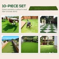 Outsunny Dale pentru Gradina cu Iarba Sintetica 30x30cm 10 Bucati, Gazon Artificial Realist, Verde(m-7)