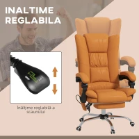 Vinsetto Scaun de Birou Masaj cu Vibratii Caldura Scaun de Calculator Suport pentru Picioare Cotiera Spatar Rabatabil Maro Deschis Pentru scoala computer mobila de studiu ergonomic pentru birou munca modern contemporan dormitor ergonomic cu masaj(m-5)