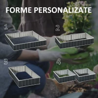 Outsunny Jardinieră Modulară Fără Fund, Jardinieră Ridicată din Oțel pentru Plante și Ierburi, 258x90x30 cm, Gri Închis(m-6)
