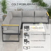 Outsunny Set de Mobilier de Gradina din 6 Piese cu Pernute de Grosime 10 cm, Set de Canapea cu Cadru din Aluminiu(m-4)