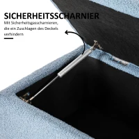 HOMCOM Gestoffeerde Bank met Opbergruimte, Zitkist, Kasjmier-Look, tot 120 kg, Natuurhout Frame, 95 x 38 x 45 cm, Blauw(m-7)