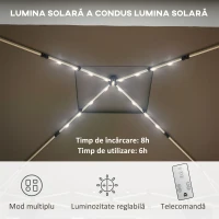 Outsunny Foisor tip pop-up 3 x 3(m) cu 20 lumini LED, Gri(m-4)