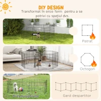 Pawhut Gard pentru Caini – 8 Panouri cu Usa, Interior & Exterior(m-4)