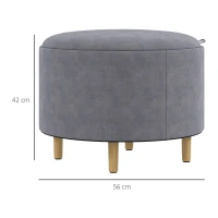 HOMCOM Taburet otoman rotund cu capac rabatabil stil tava, Tabure(m-3)