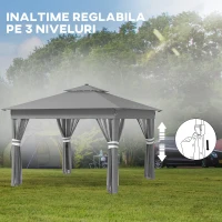 Outsunny Foisor tip pop-up 3 x 3(m) cu 20 lumini LED, Gri(m-7)
