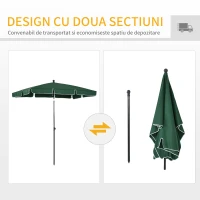 Outsunny Umbrela pentru Gradina 2x2.4 m, Umbrela Dreptunghiulara(m-5)