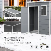Outsunny Magazie pentru Gradina 1.5 x 1 m, Magazie pentru Scule cu Usa care se Incuie, Fereastra si Ventilatie, Gri(m-6)
