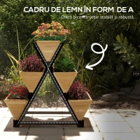 Outsunny Jardinieră de Exterior cu 5 Structuri din Lemn, Jardinieră de Grădină cu Orificii de Drenaj, 75x78x77 cm, Lemn Natural(m-6)