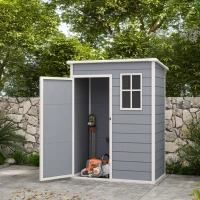Outsunny Magazie pentru Gradina 1.5 x 1 m, Magazie pentru Scule cu Usa care se Incuie, Fereastra si Ventilatie, Gri(m-2)