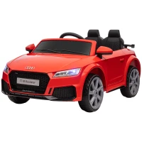 HOMCOM Audi Kinder Elektroauto 12V mit 2,4G Fernbedienung, Musik, Hupe, Elektrofahrzeug mit LED-Leuchte, USB/MP3-Anschluss, Rückwärtsfunktion, für Kinder 3-5 Jahre, Rot(m-14)