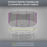 SPORTNOW Plasa de siguranta pentru trambulina 366cm, Roz(m-4)