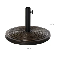 Outsunny Baza pentru Umbrela din Ciment si Plastic de 14kg, Postament pentru Umbrela de Gradina cu Efect Ratan, Bronz(m-3)