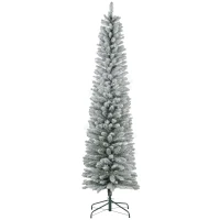 HOMCOM 7ft Artificial Snowy Pencil Christmas Tree - Green(m-11)