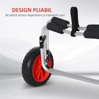 HOMCOM Carucior de Plaja Pliabil pentru Caiac si Canoe cu Protect(m-6)