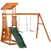 Outsunny Set 4 in 1 cu leagan si tobogan, Set de leagan pentru copii(m-1)