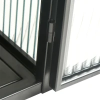 Placard Moderne à Deux Portes avec Vitrine et Étagères à Trois Niveaux pour Entrée, Salon, Salle de Bain et Salle à Manger, Noir(m-9)