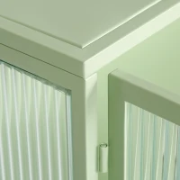 Moderne Wandschrank mit zwei Türen, Glasfront und dreistufigen Regalen für Flur, Wohnzimmer, Bad und Esszimmer, Grün(m-8)