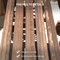 Outsunny Set de Mobilier de Terasa din 3 Piese pentru Exterior, Set din Lemn pentru Gradina cu Doua Scaune si Masa(m-6)