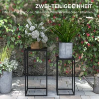 Outsunny Stojaki na Kwiaty, Zestaw 2, Skandynawski Design, Metalowy Stelaż, Wysokości 58,5/65cm, Czarne(m-4)
