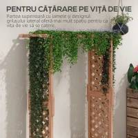 Outsunny Strat de Grădină Înălțat cu Grilaj și Acoperiș, Jardinieră din Lemn pentru Plante Cățărătoare, 112x41x180 cm, Maro(m-4)