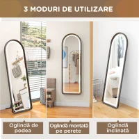HOMCOM Oglinda mare arcuita cu lumini LED, cu 3 culori de lumina(m-7)